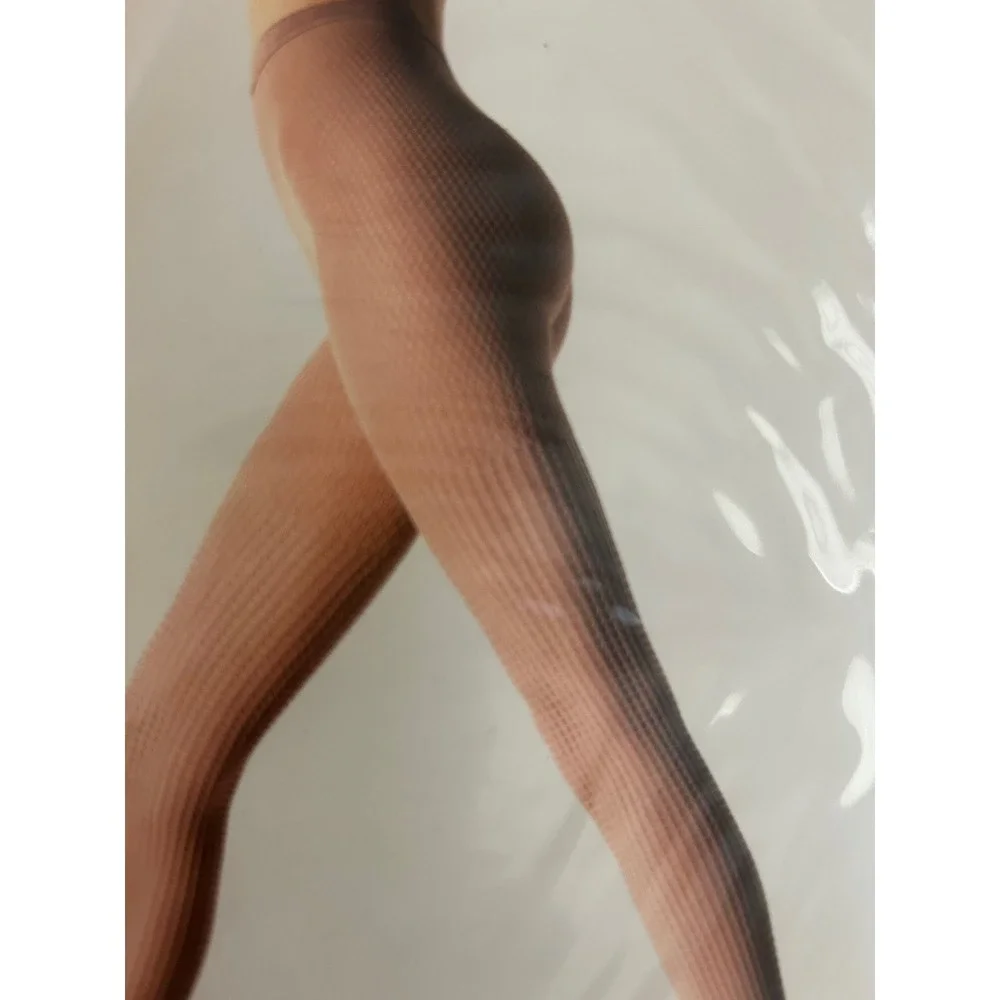 Wolford Bastille Boutique Tights Black Size L Ribbed Sheer Patterned Pantyhose